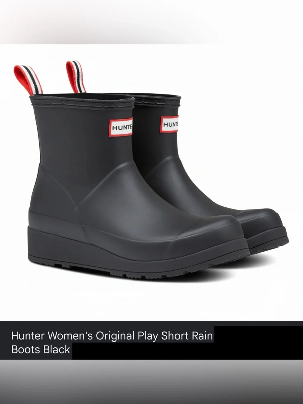 Hunter Women's Original Play Short Rain Boots Black, Size: 7